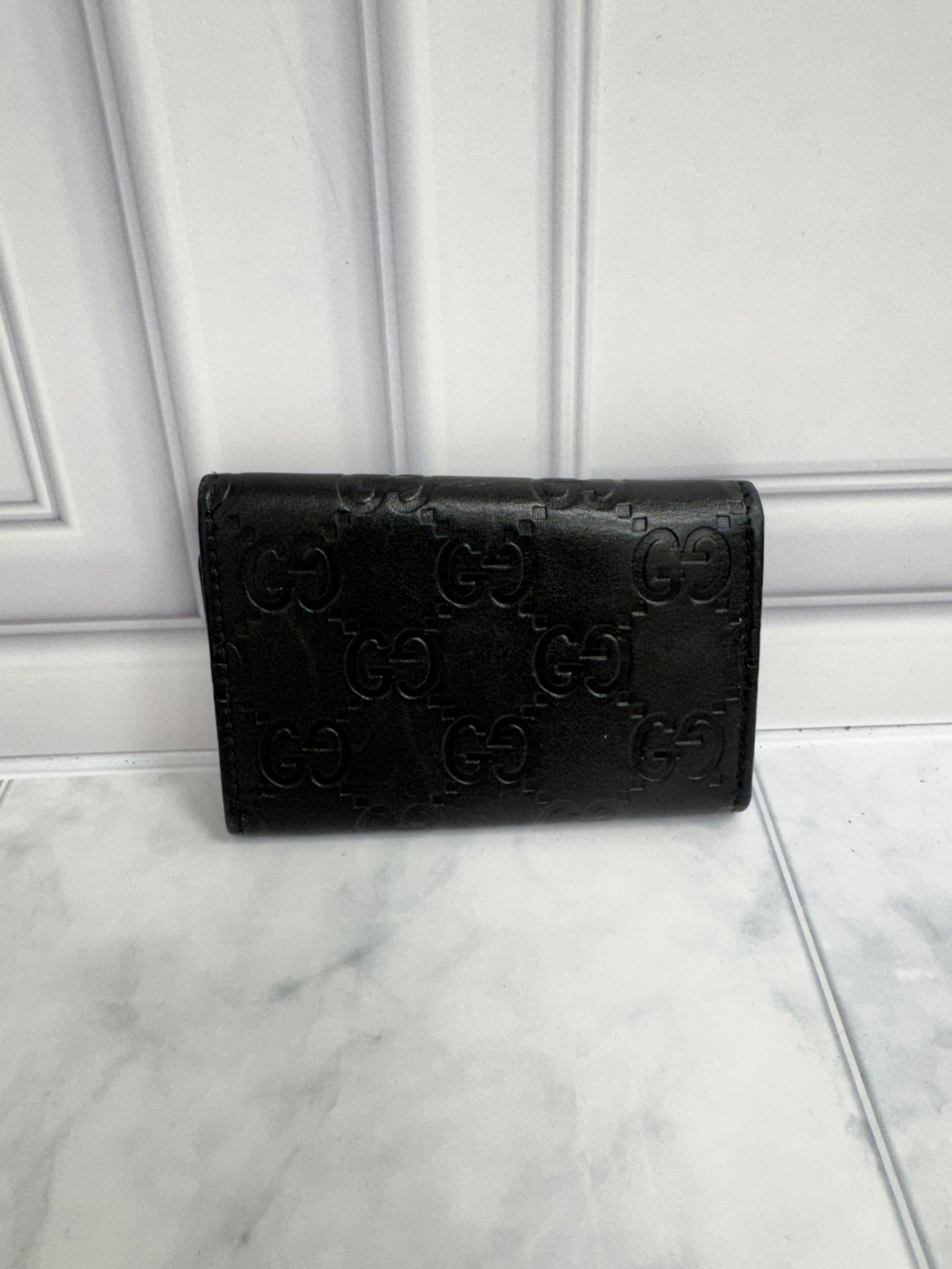 Gucci Black GG Embossed Leather 6 Key Case