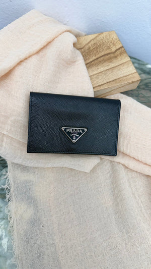 LIKE NEW - Prada Black Saffiano Leather Card Holder