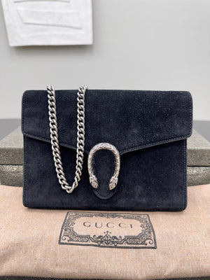 Gucci Black Suede Dionysus Crossbody Bag