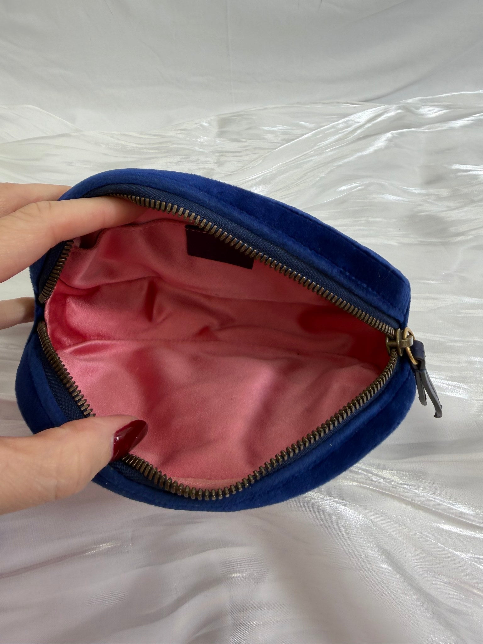 Gucci GG Marmont Blue Velvet Belt Bag