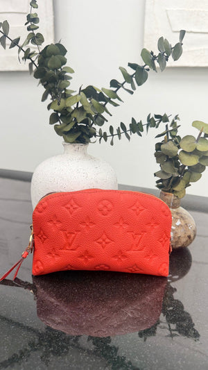 Louis Vuitton Red Empreinte Leather Cosmetic Pouch