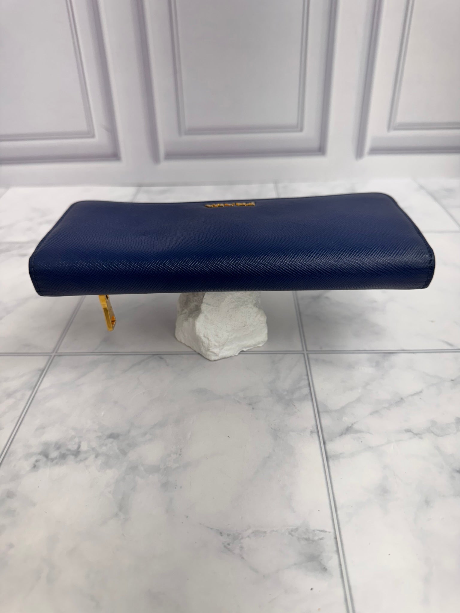 Prada Blue Saffiano Leather Long Wallet