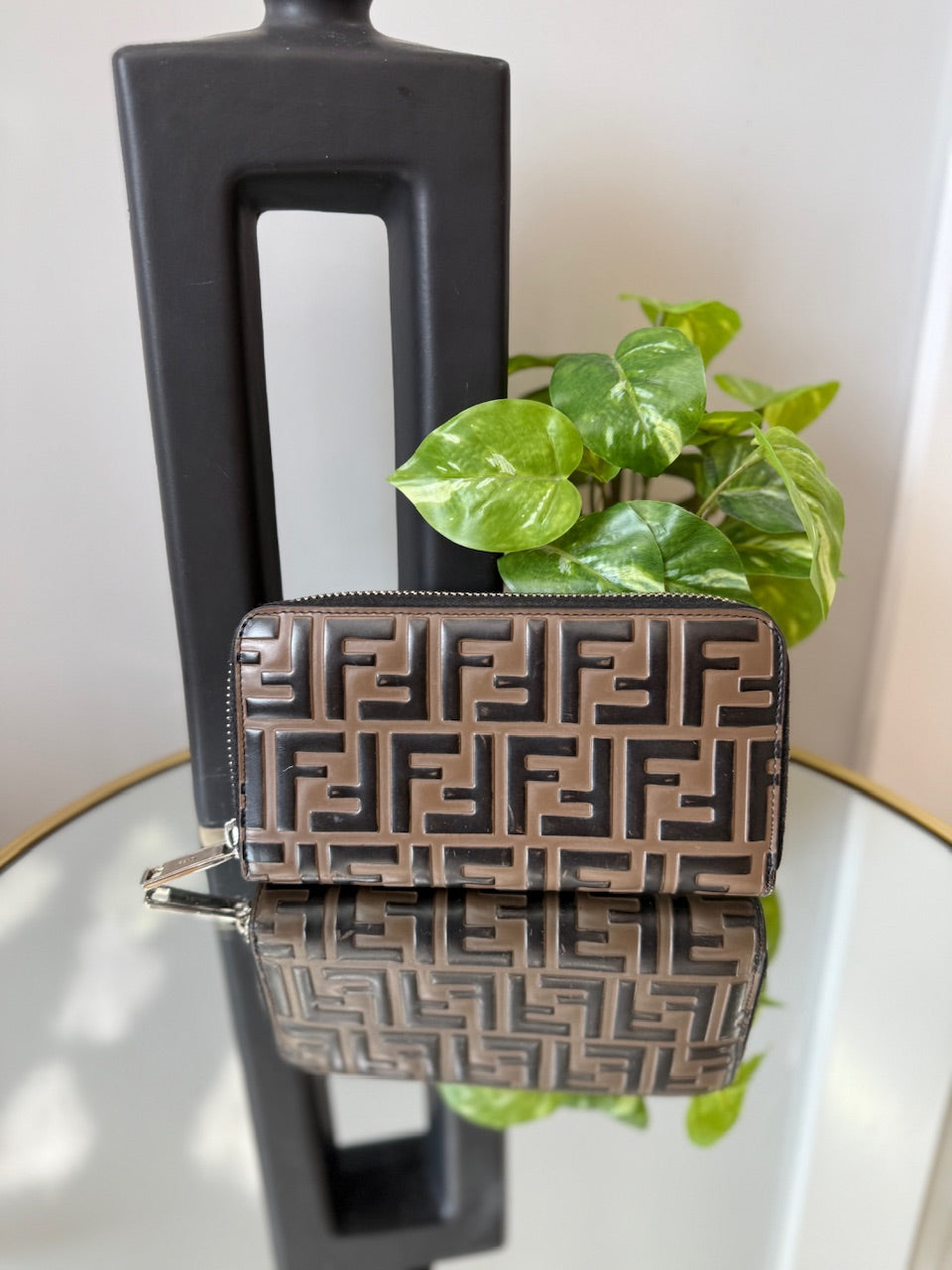 Fendi Zucca Leather Zippy Long Wallet 