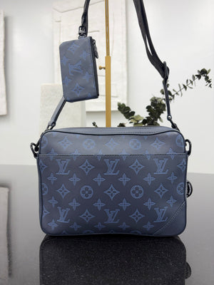 Louis Vuitton Blue Monogram Shadow Leather Duo Messenger Bag