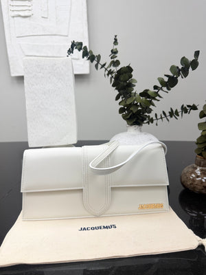 BRAND NEW - Jacquemus White Leather Le Bambino Long Shoulder Bag