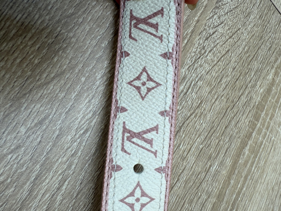 Louis Vuitton Pink & White Monogram Belt Size 34