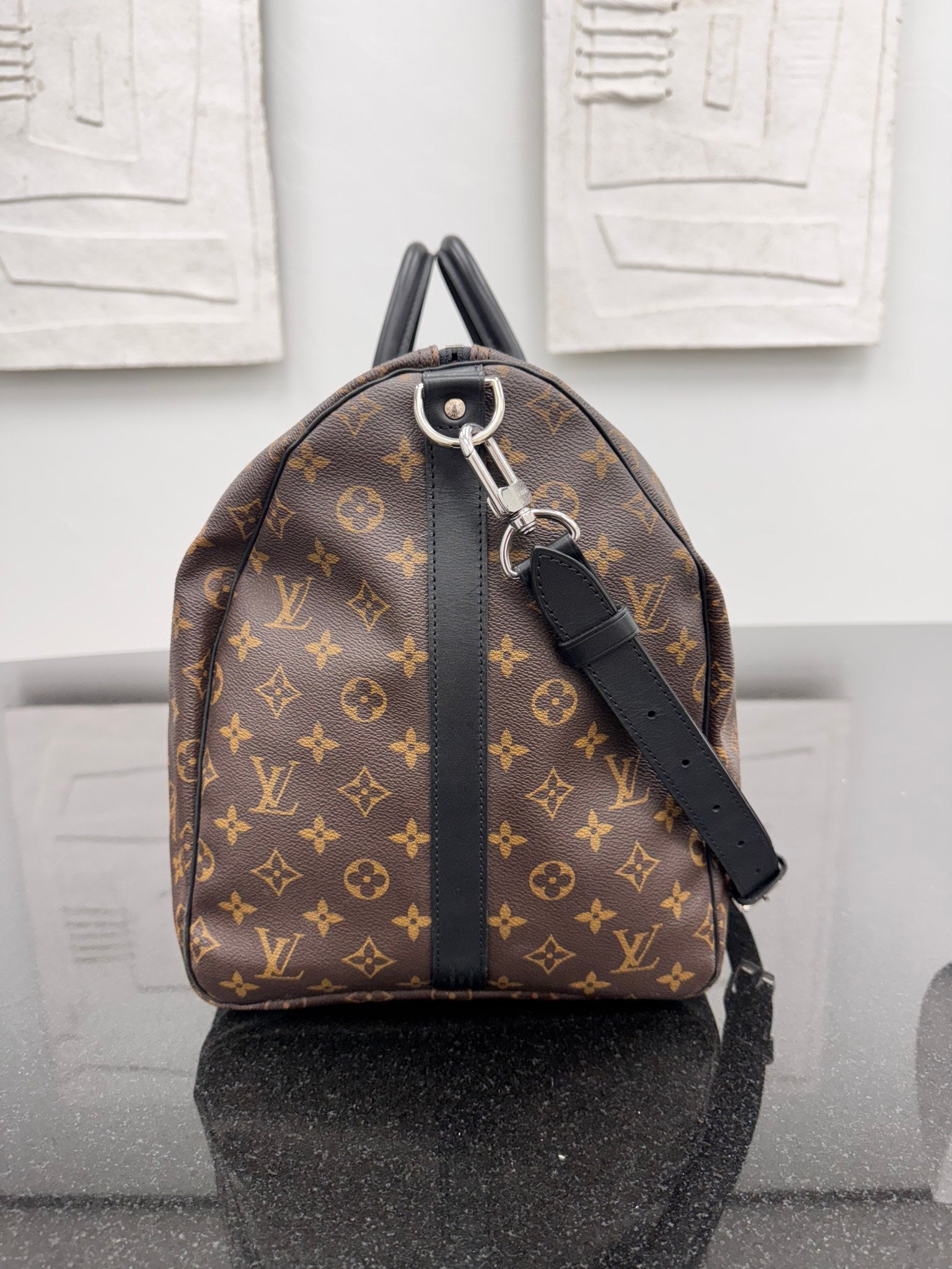 Louis Vuitton Monogram Macassar Keepall Bandouliere 55