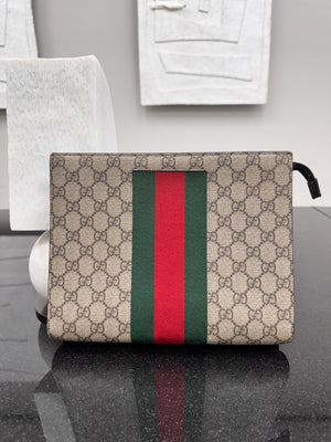 Gucci GG Supreme Canvas Ophidia Zip Clutch Bag