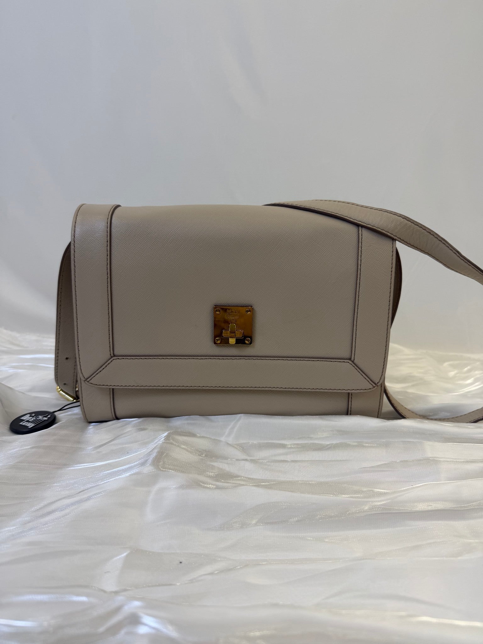 MCM Beige Saffiano Leather Crossbody Bag