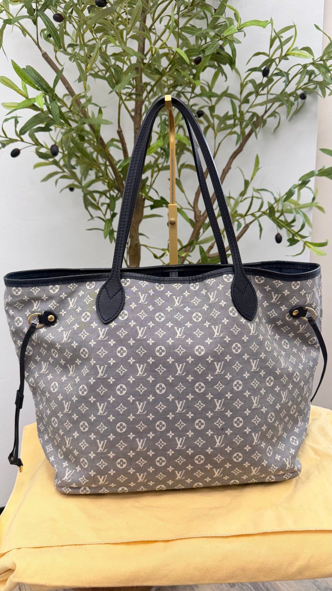 Louis Vuitton Navy Blue Monogram Canvas Mini Lin Neverfull MM Tote Bag 