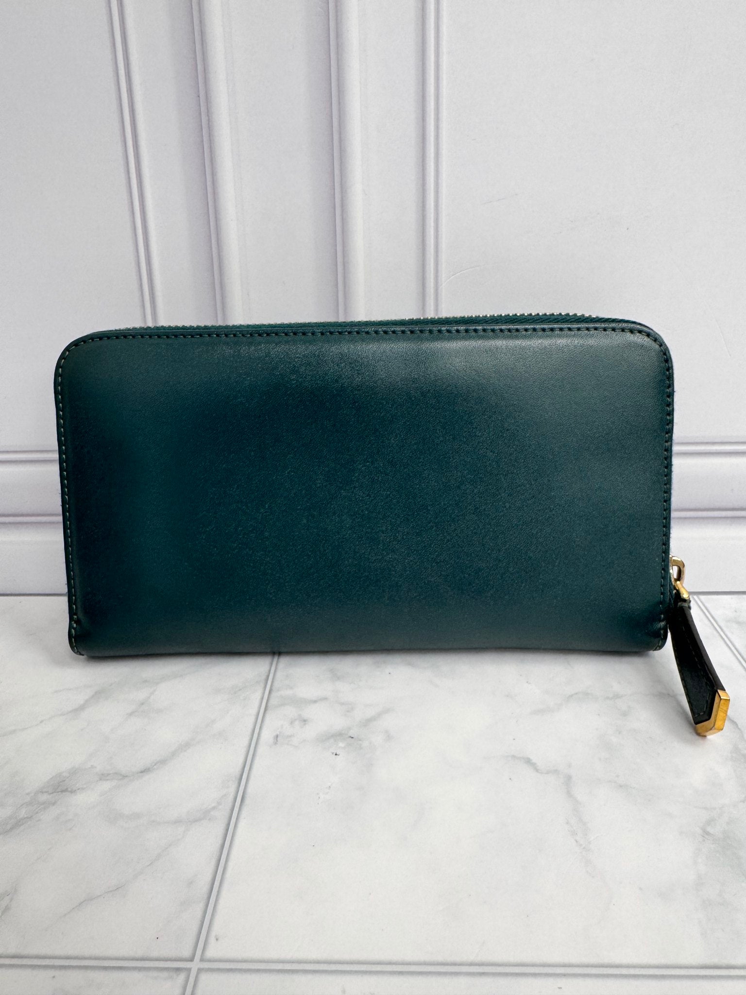 Fendi Green Studded Long Zippy Wallet