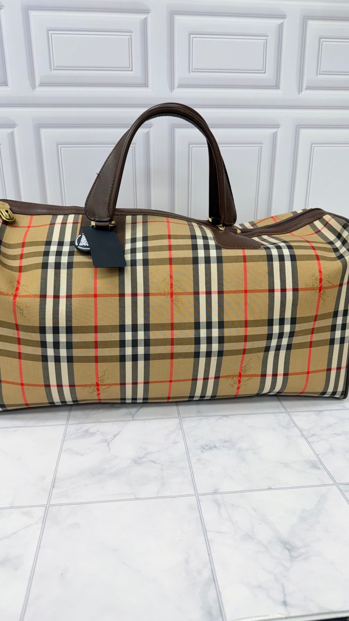 Burberry Beige Novacheck Boston Duffle Bag 