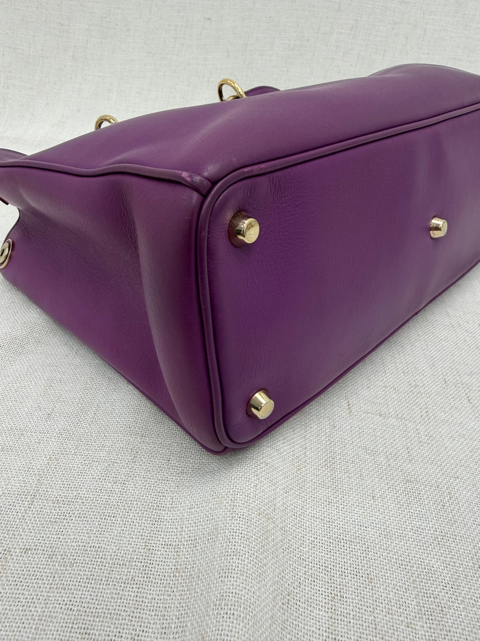 Christian Dior Purple & Green Smooth Calfskin Leather Medium Diorissimo Tote Bag