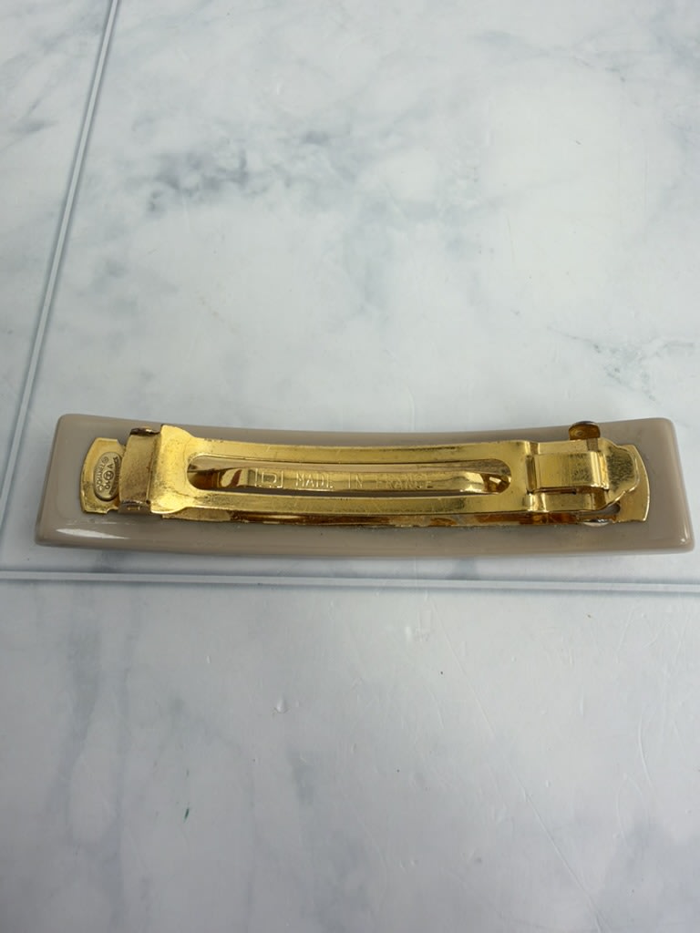Chanel Beige Chocolate Bar CC Hair Barrette