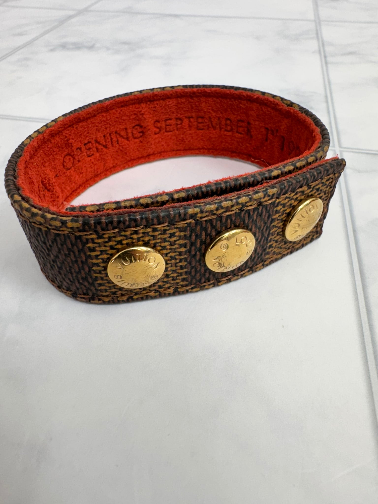 Louis Vuitton Damier Ebene Red Snap Wrap Bracelet