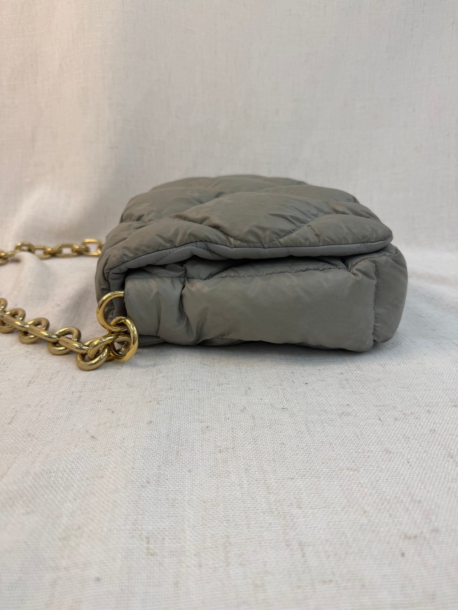 Miu Miu Gray Nylon Puffer Chain Shoulder Bag