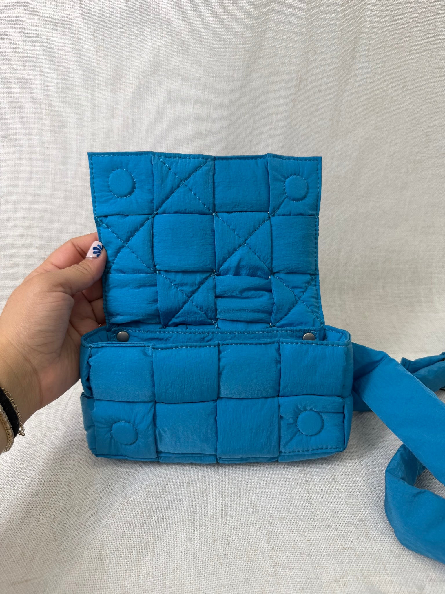 Bottega Veneta Blue Padded Tech Cassette Belt Bag 