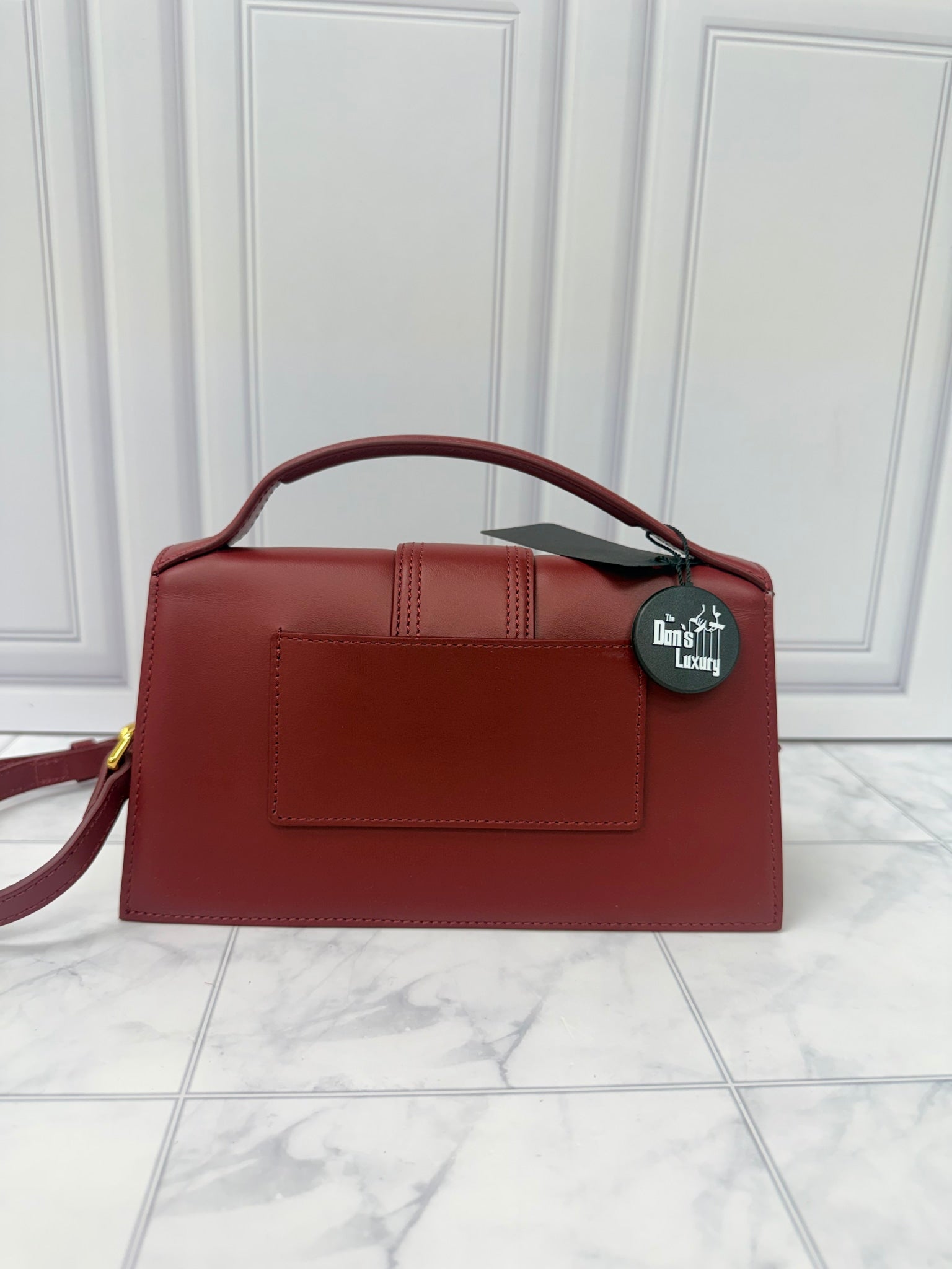 BRAND NEW - Jacquemus Burgundy Leather Le Grand Bambino 2Way Handbag