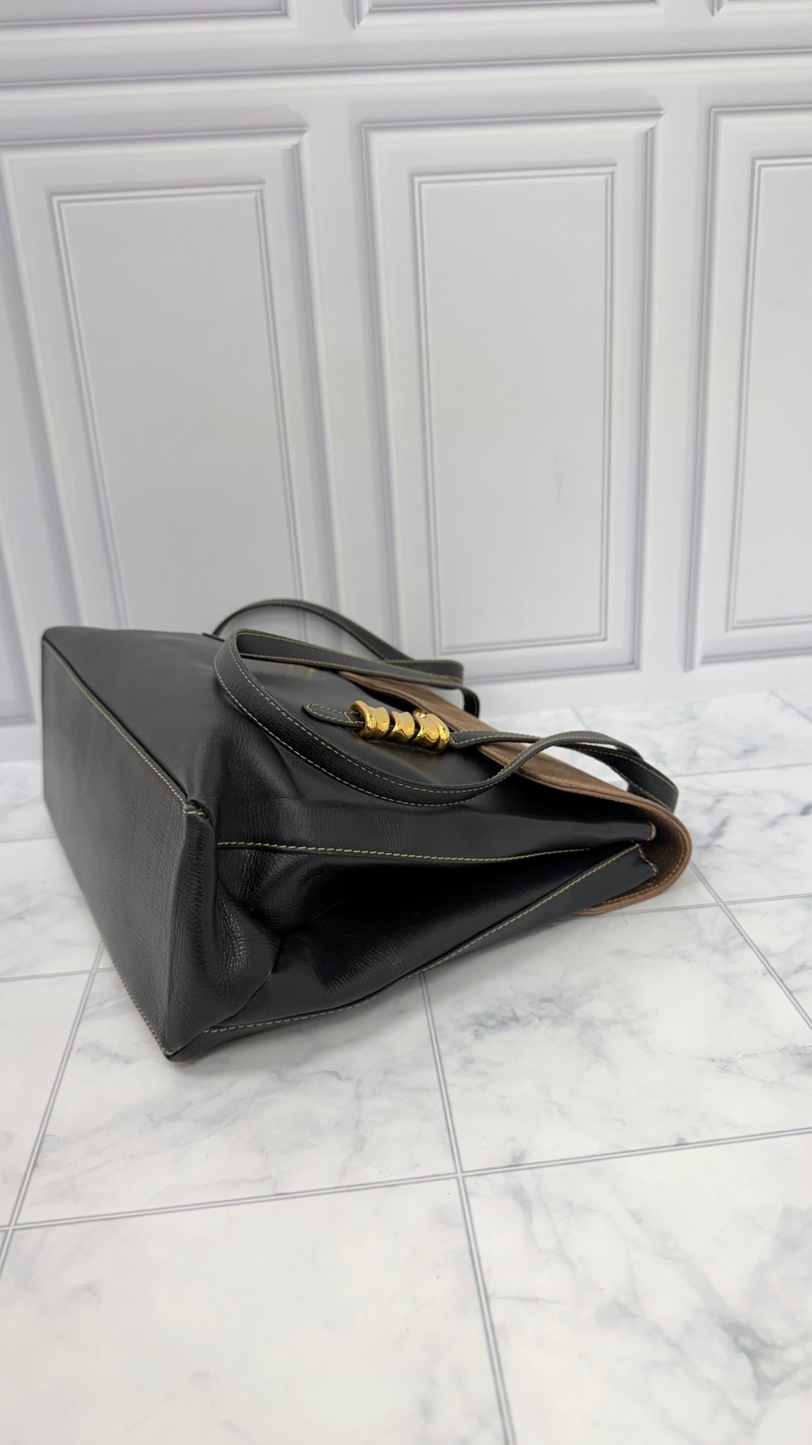 Loewe Black And Brown Leather Velazquez Twist shoulder Bag 
