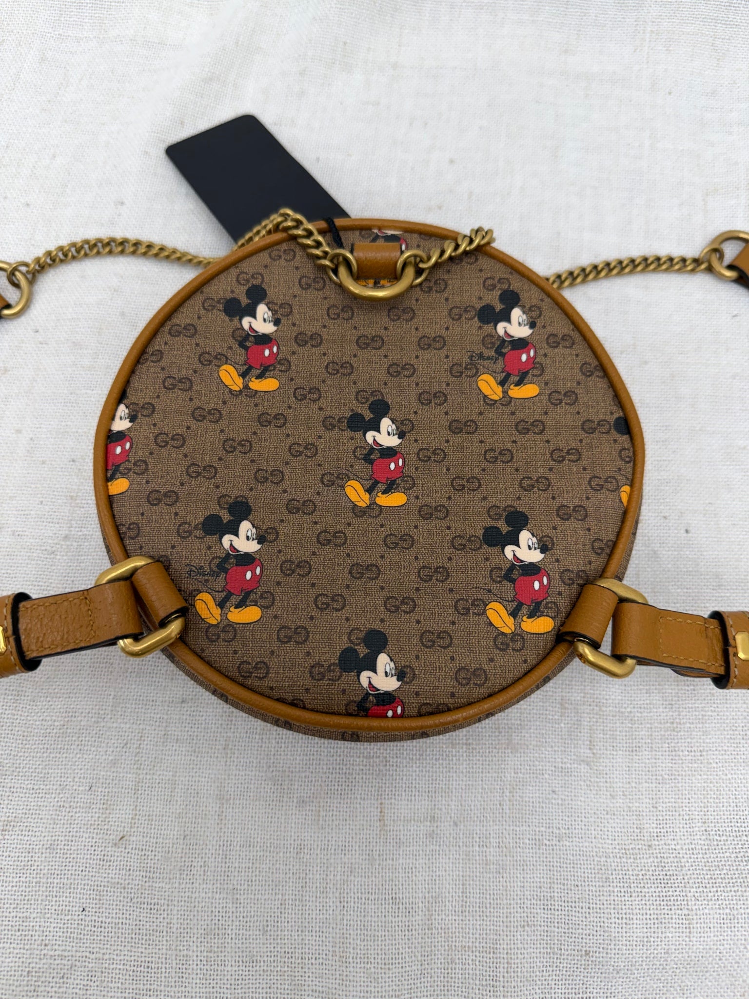 Gucci X Disney Brown Coated Canvas  Mickey Mouse Round Backpack