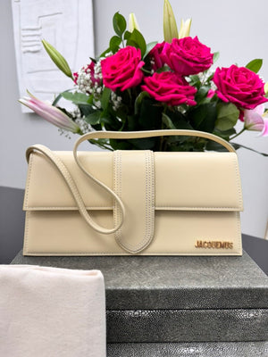 BRAND NEW - Jacquemus Beige Leather Le Bambino Long Shoulder Bag