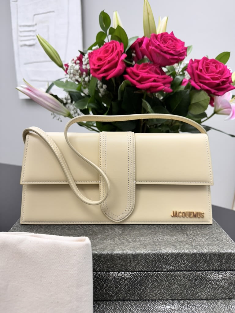 BRAND NEW - Jacquemus Beige Leather Le Bambino Long Shoulder Bag
