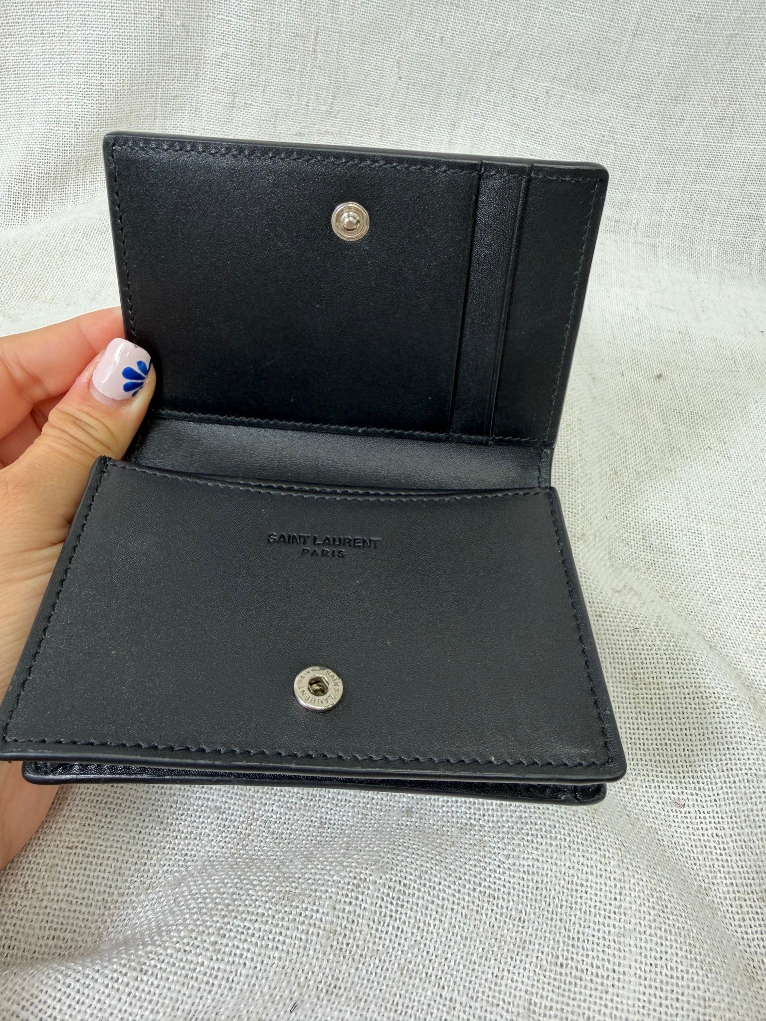 Saint Laurent YSL Black Leather Bifold Wallet