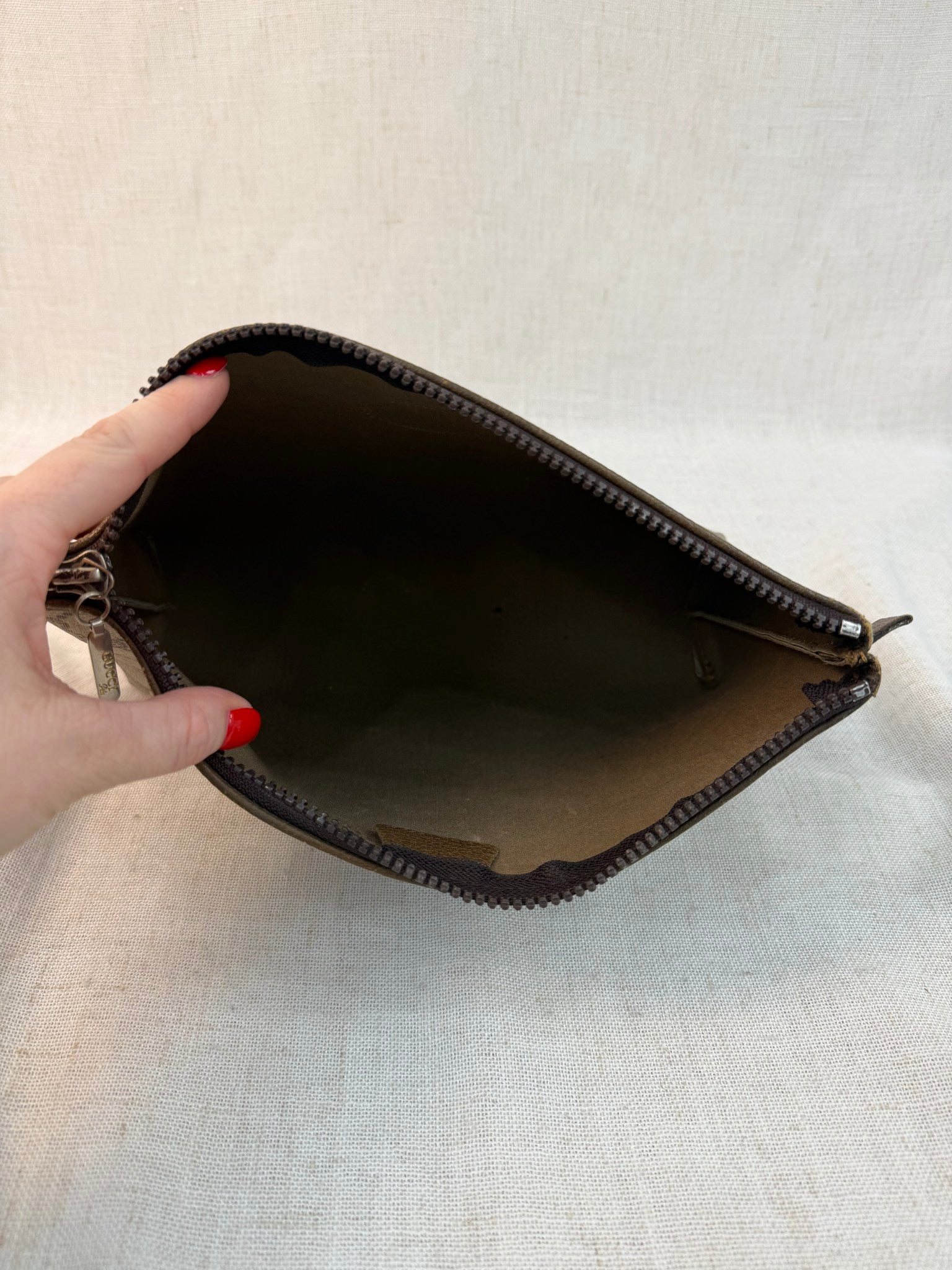 Gucci Brown Coated Canvas GG Plus Print Pouch