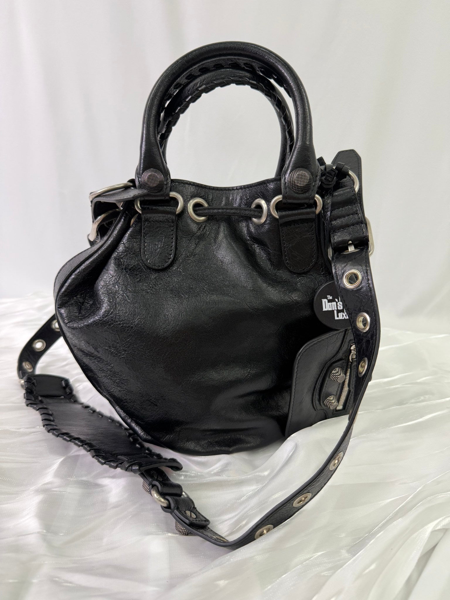 Balenciaga Black Leather Le Cagole Bucket Bag