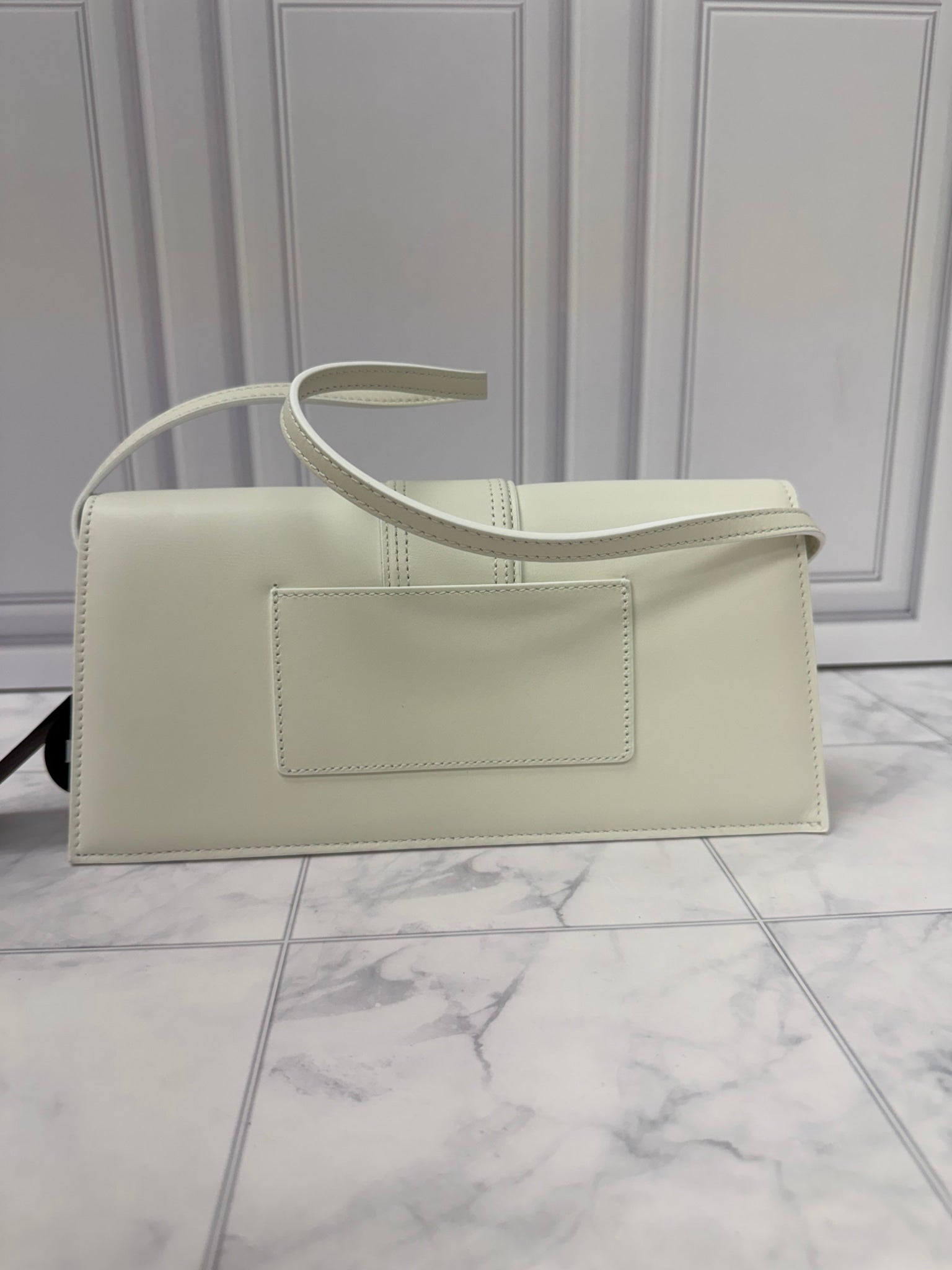 BRAND NEW - Jacquemus White Leather Le Bambino Long Shoulder Bag