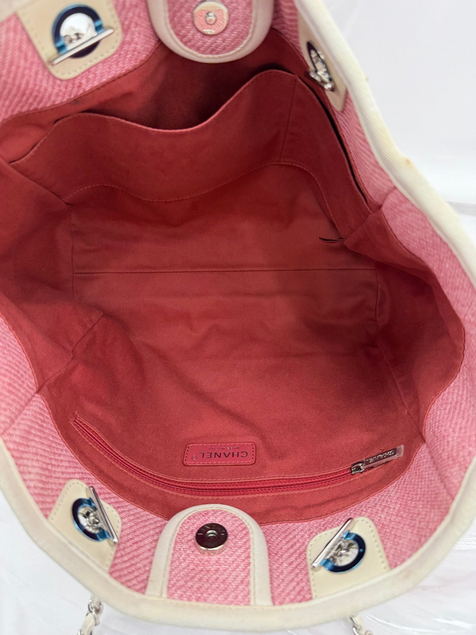 Chanel Pink Canvas Small Deauville Tote Bag