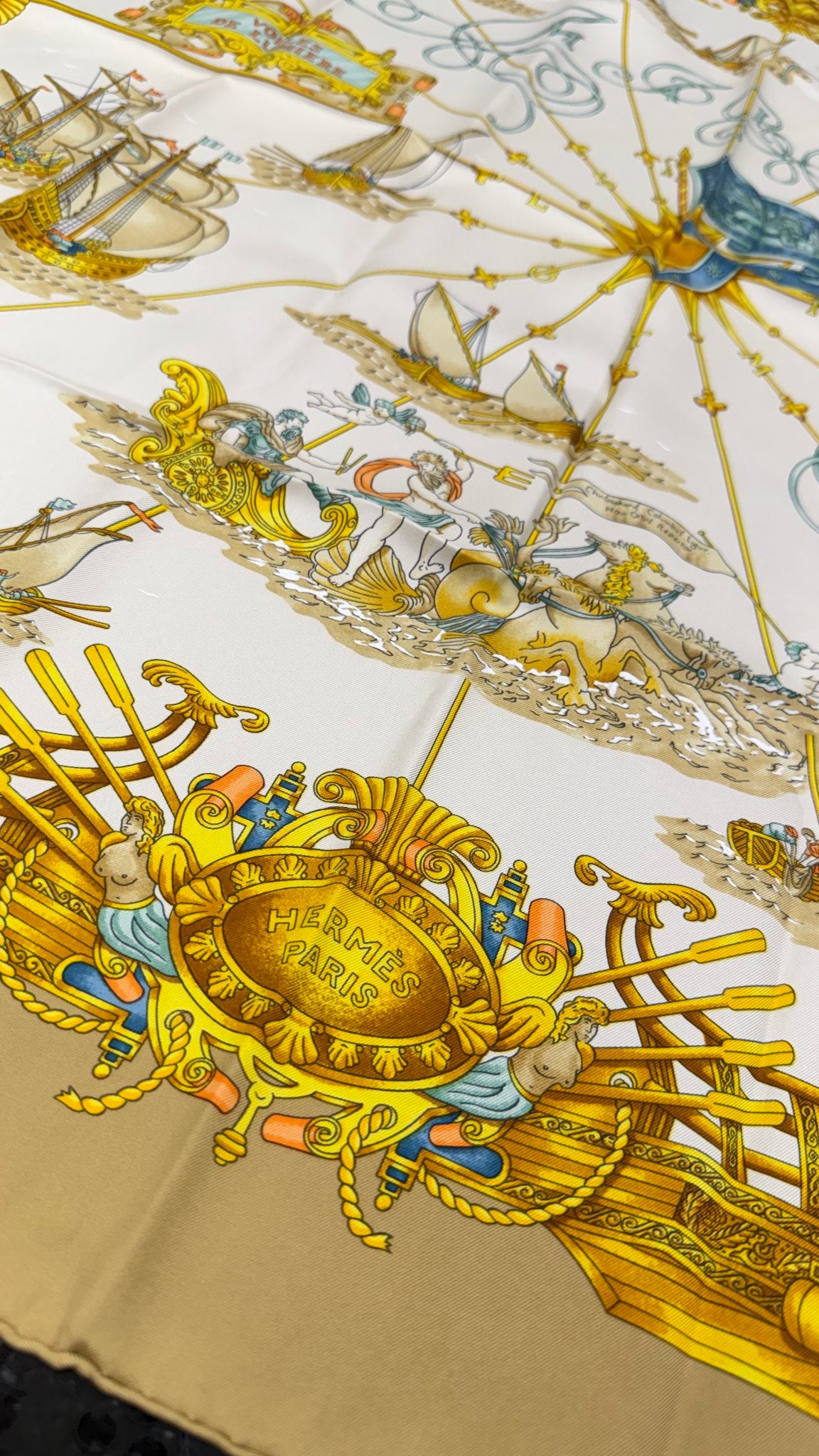 Hermes Vintage Golden Voiles De Lumiere Silk Scarf