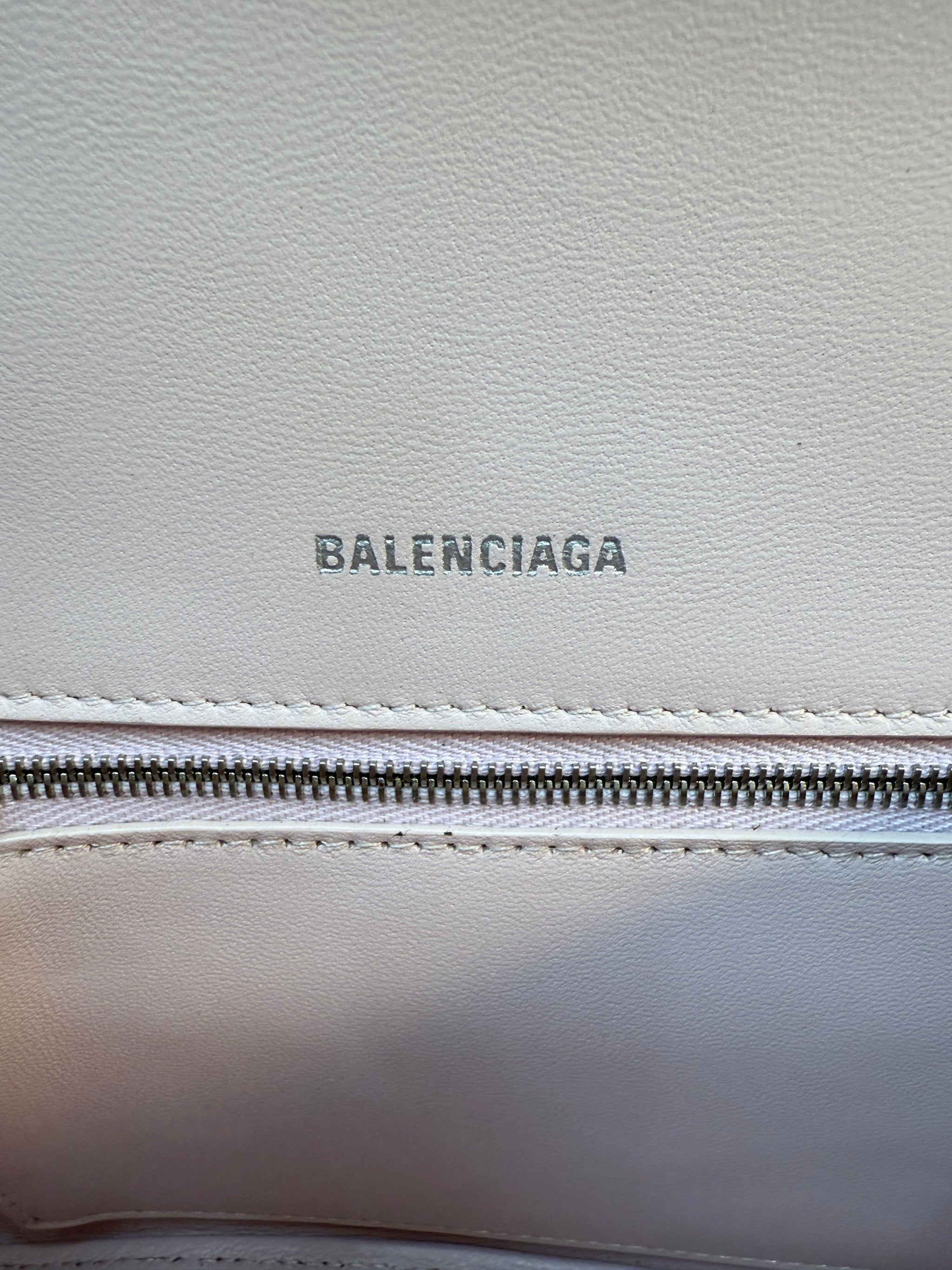Balenciaga Pink Calfskin Small Hourglass Top Handle Bag