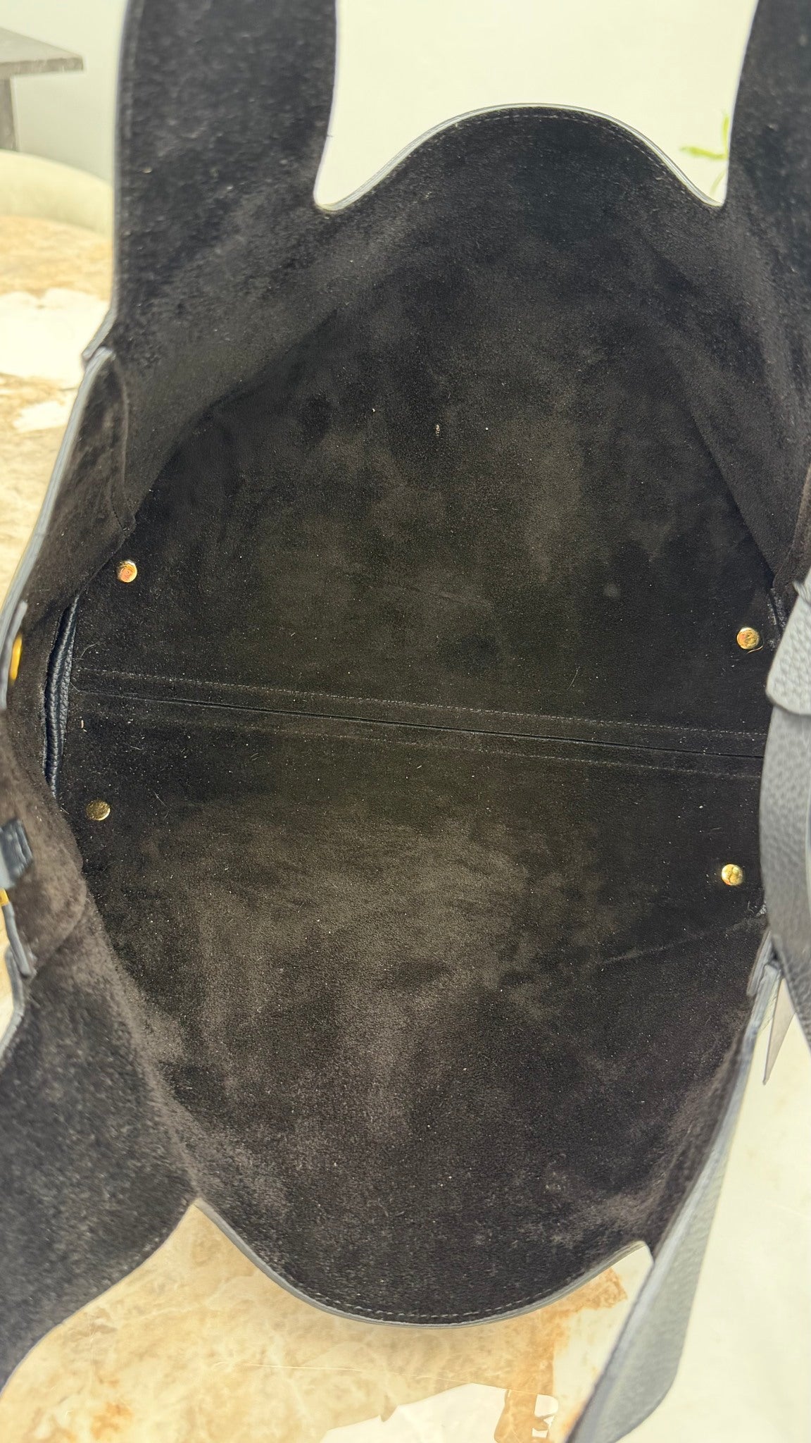 The Row Black Grained Leather Two For One 12 Shoulder Bag