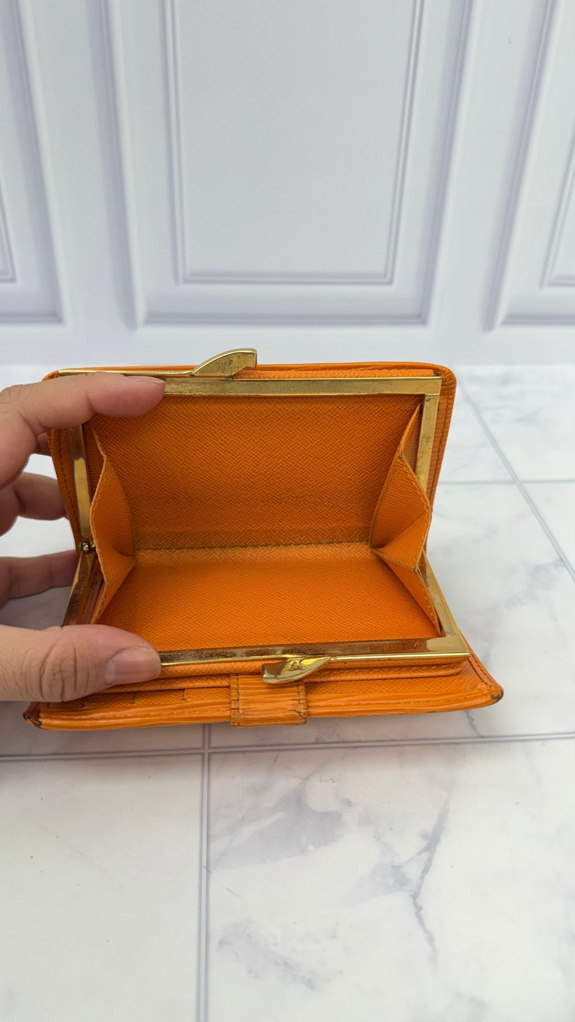 Louis Vuitton Orange Epi Leather Compact Wallet 