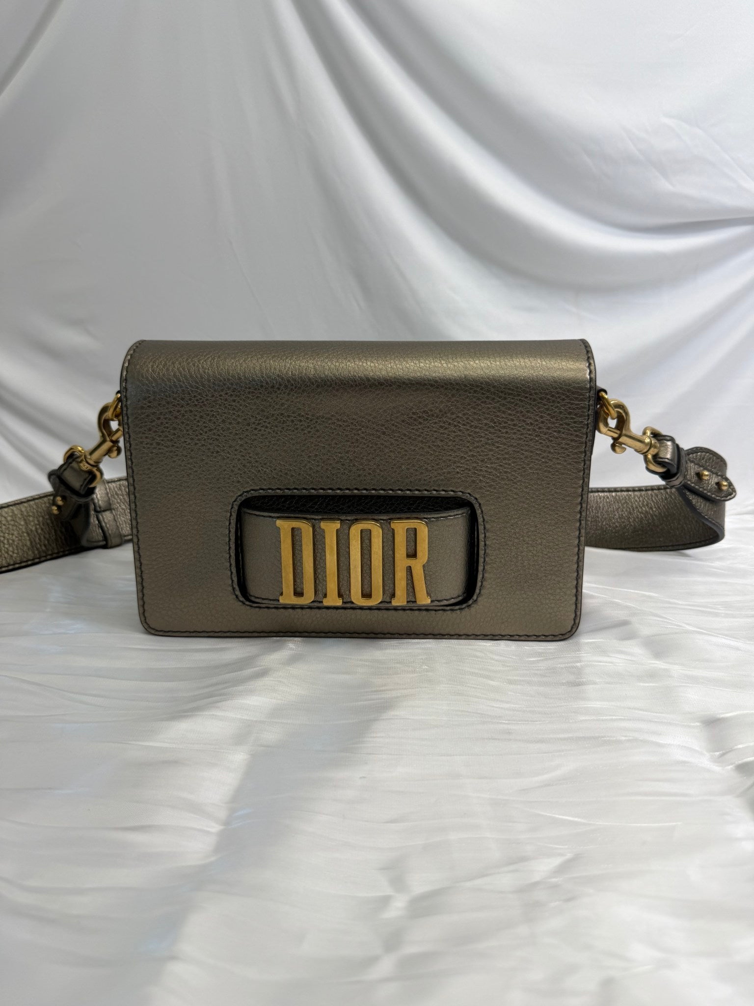 Christian Dior Metallic Bronze Grained Calfskin Crossbody