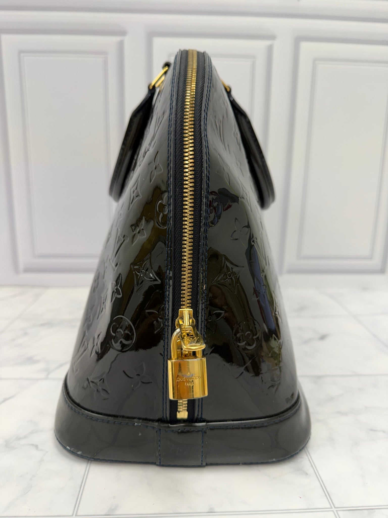 Louis Vuitton Midnight Blue Infini Vernis Alma GM Handbag