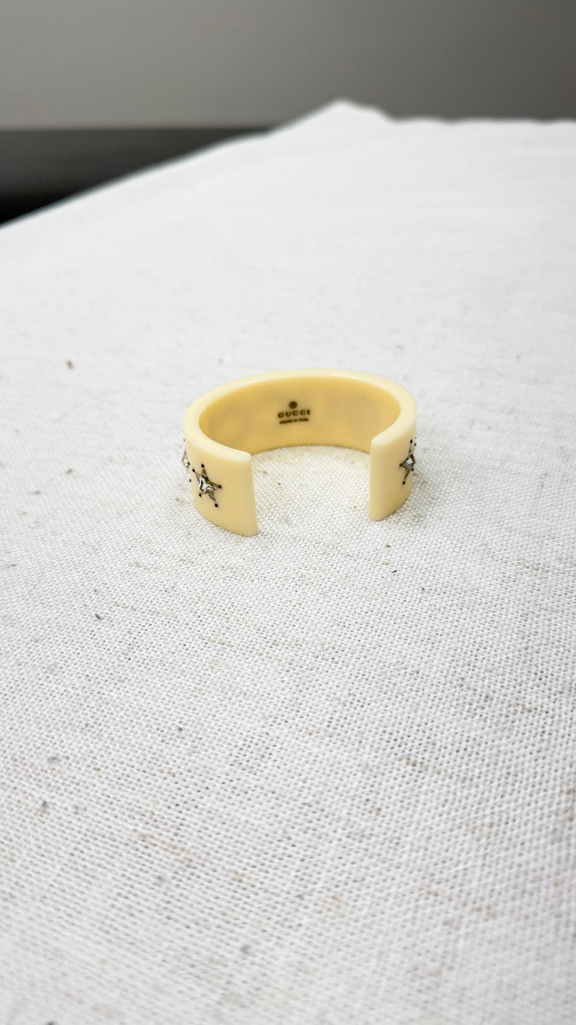 Gucci Cream Crystal Resin Cuff Bracelet 