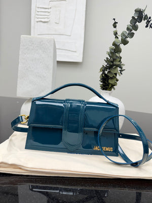 BRAND NEW - Jacquemus Turquoise Patent Leather Le Grand Bambino Handbag 2Way Handbag