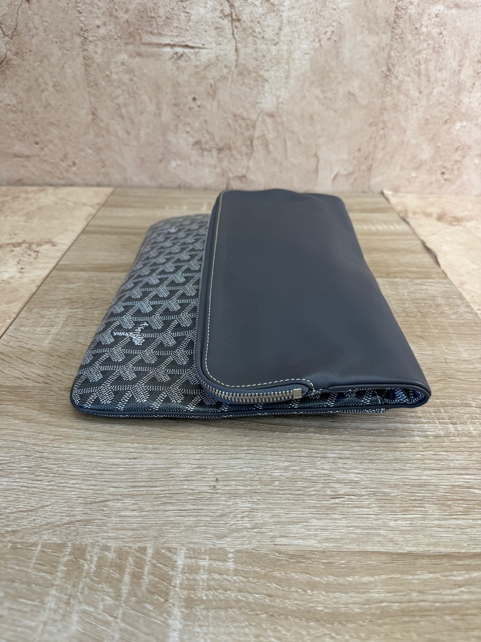 BRAND NEW Goyard Grey Leather Clutch