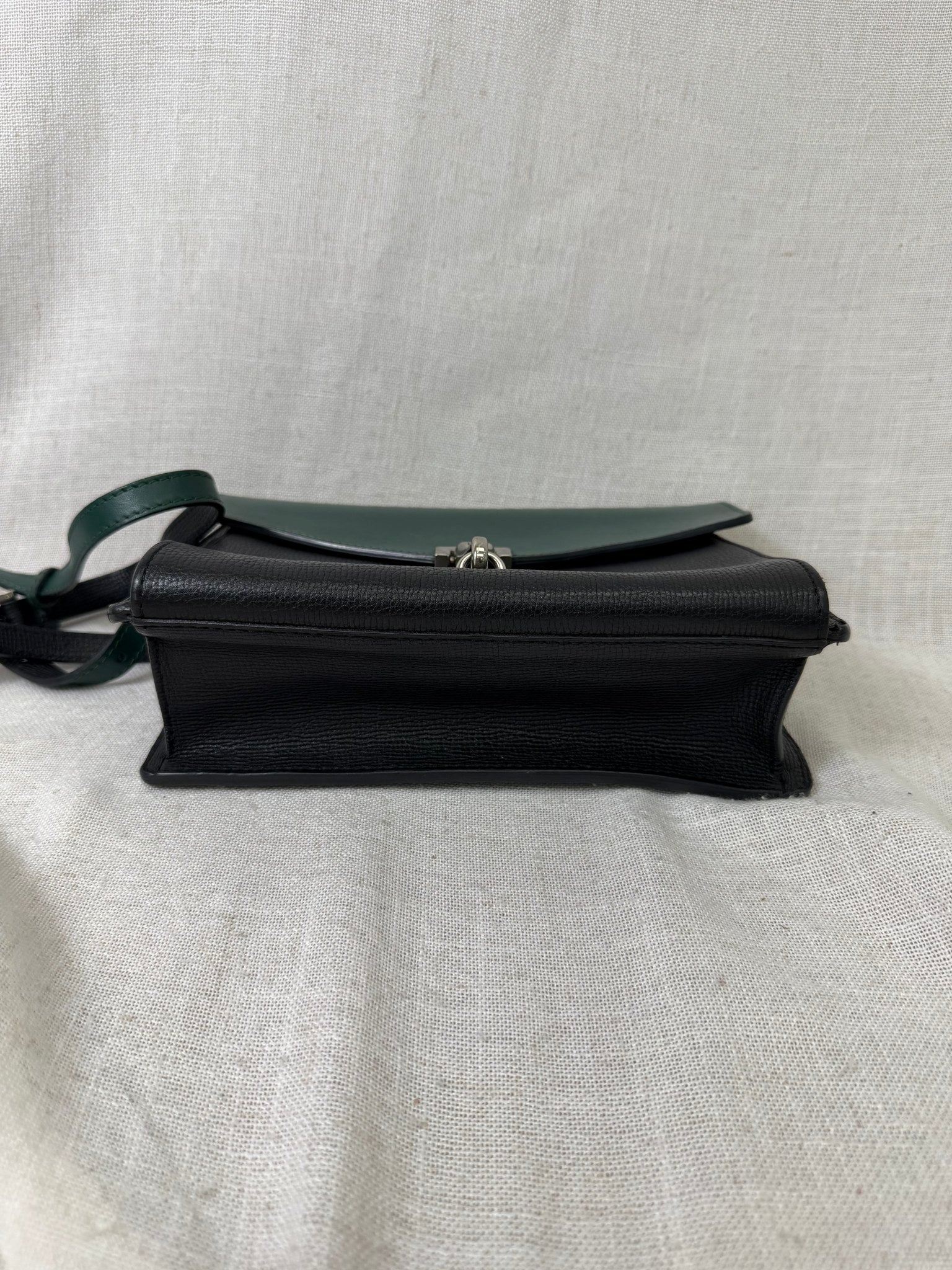 Burberry Green And Black Leather Small Macken Crossbody Bag