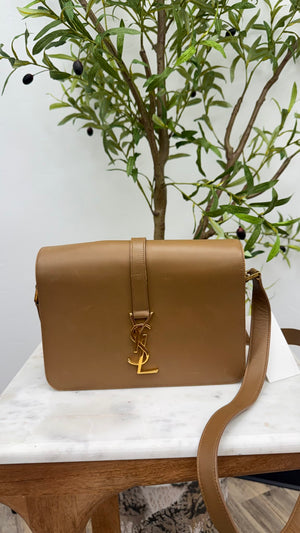 Saint Laurent YSL Brown Leather University Flap Crossbody Bag