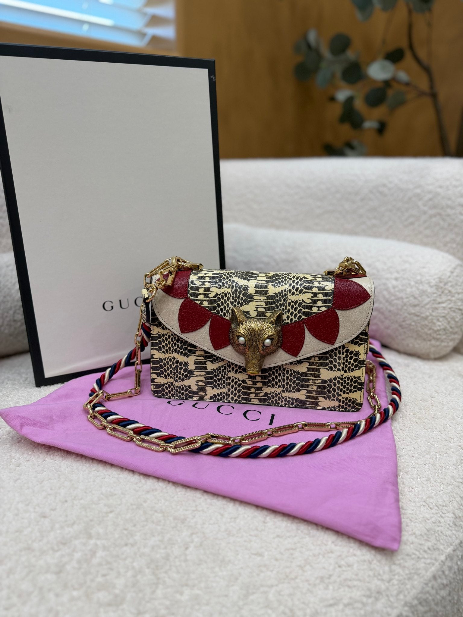 Gucci Python & Goatskin Limited Edition Fox Broche Bag