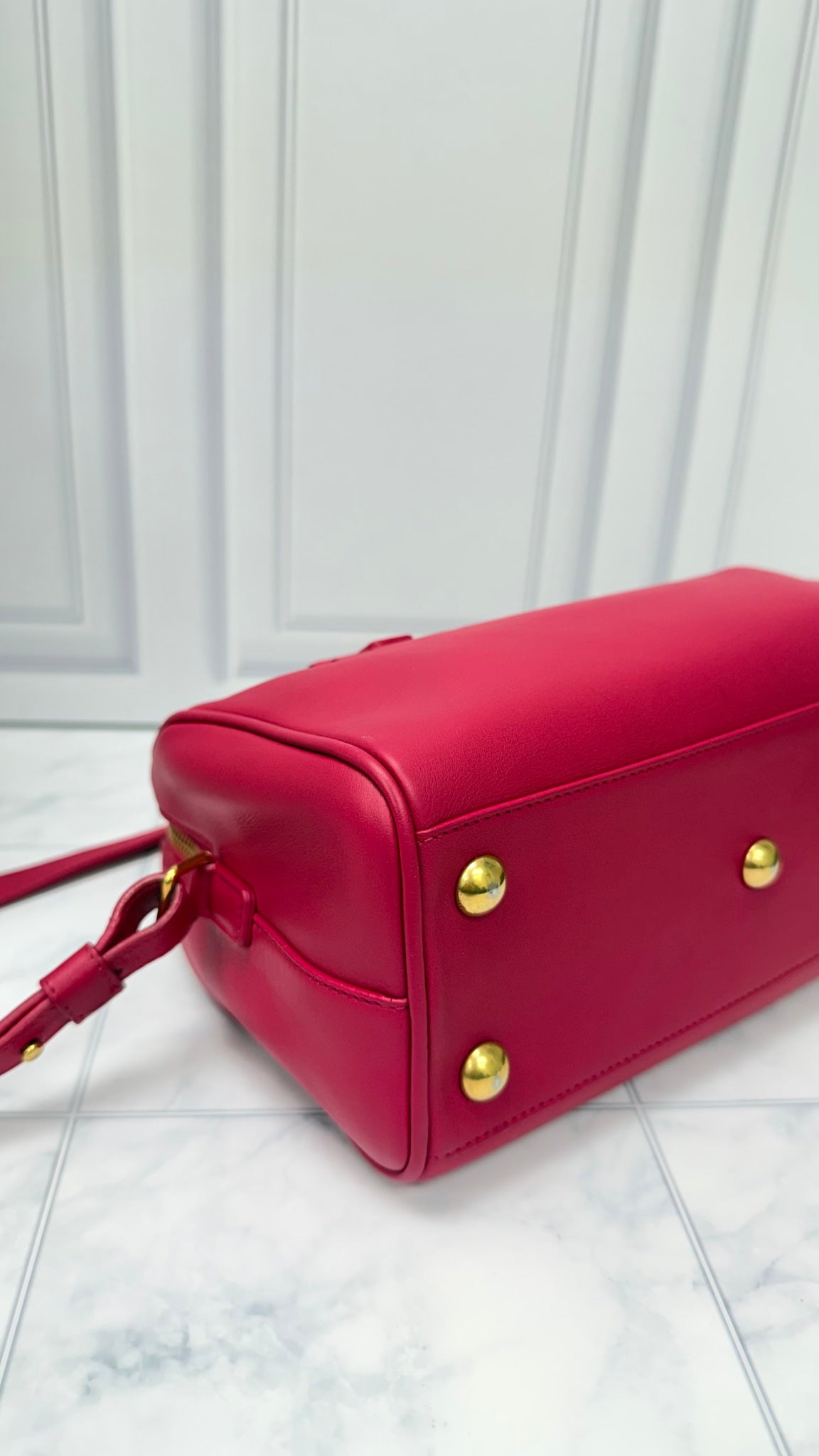 Saint Laurent YSL Pink Leather Baby Classic Duffle Bag