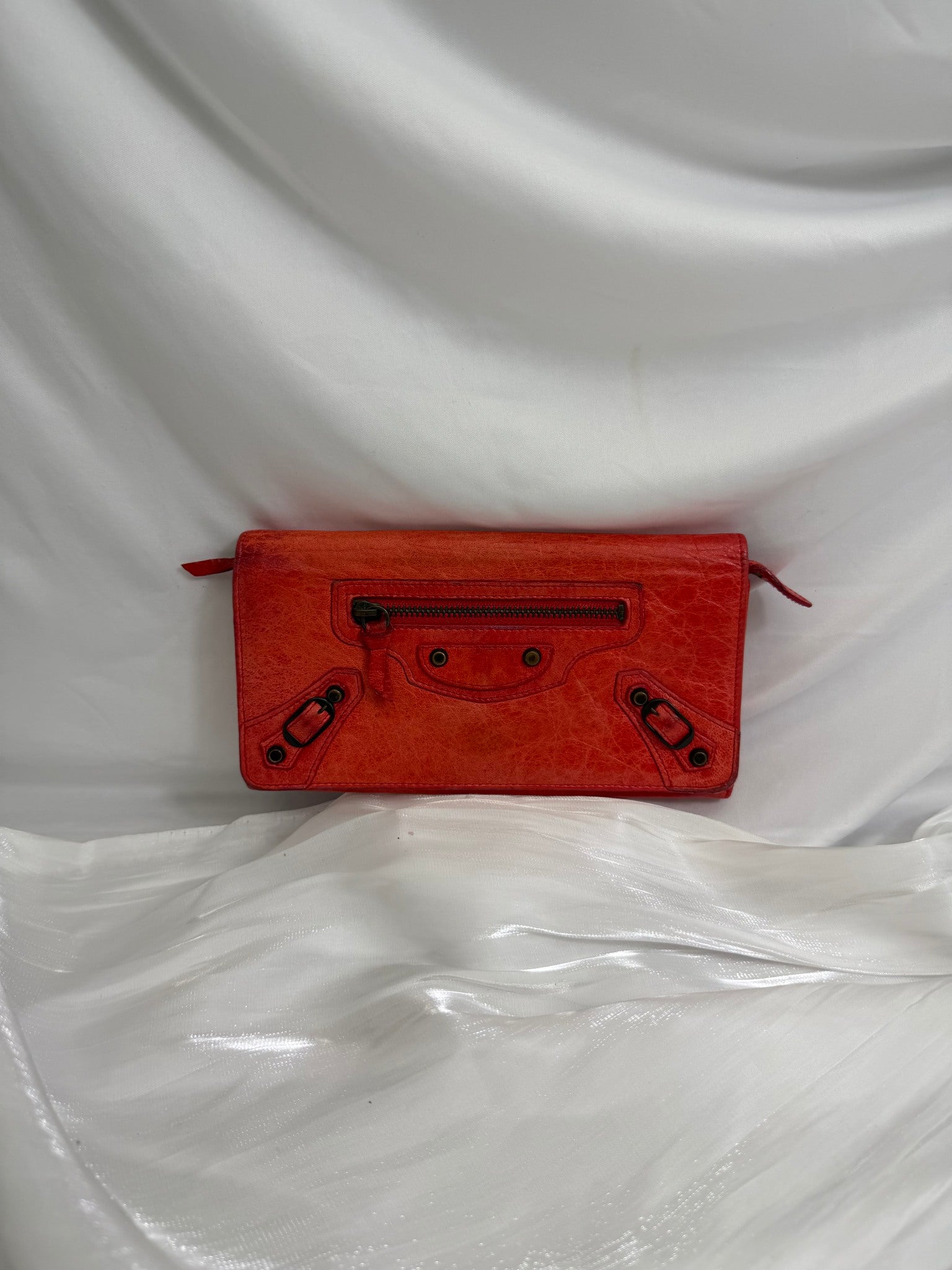 Balenciaga Red Leather Agneau Continental Wallet 