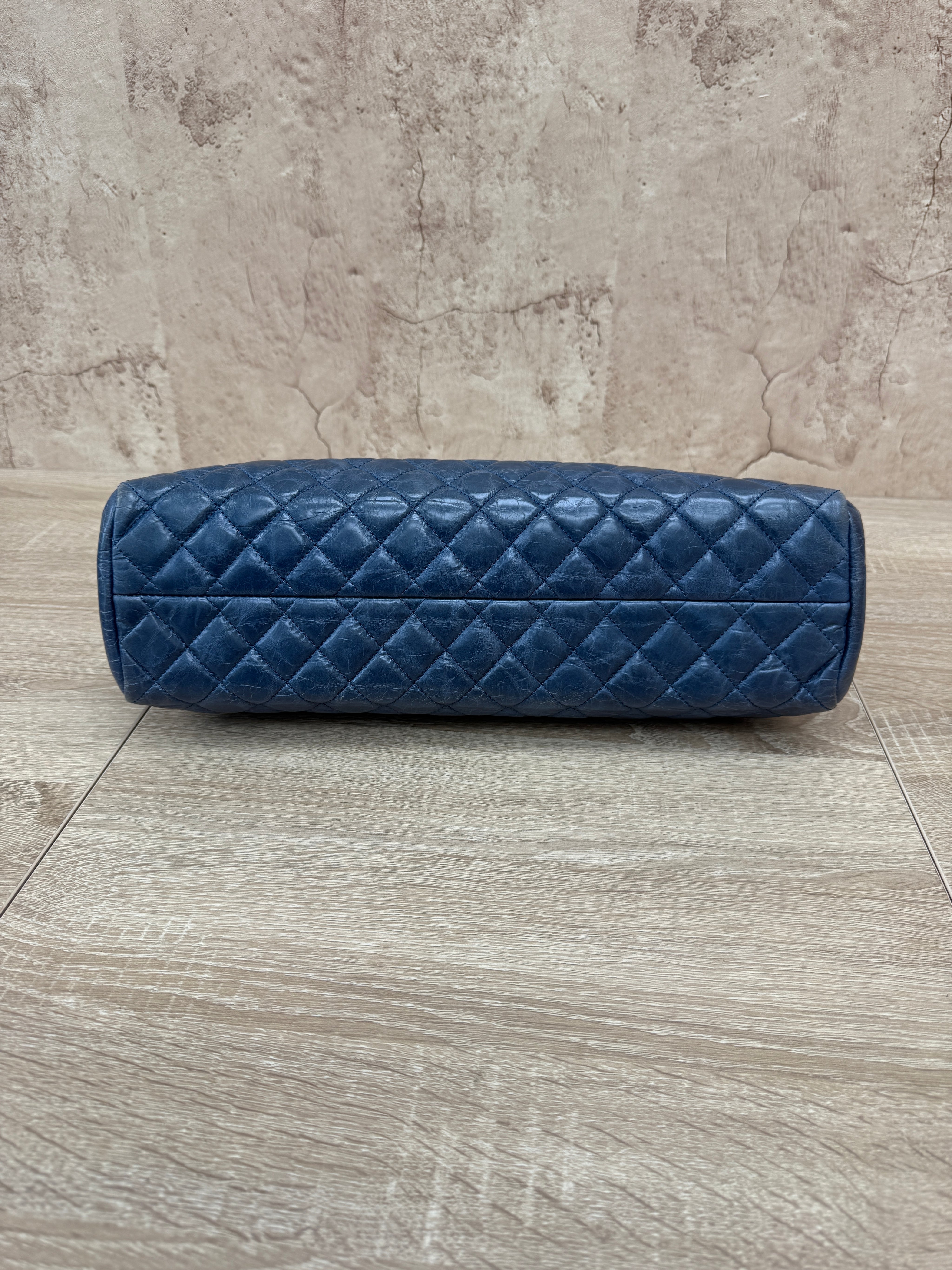 Chanel Blue Glazed Calfskin Just Mademoiselle Bowling Bag