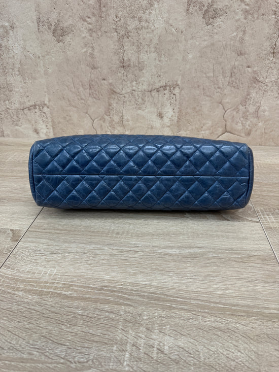 Chanel Blue Glazed Calfskin Just Mademoiselle Bowling Bag