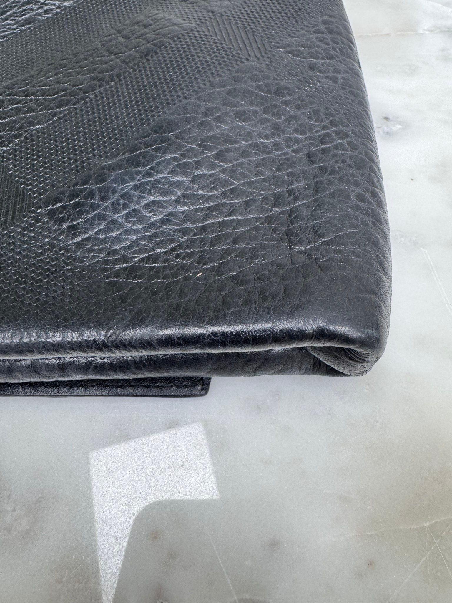 Burberry Black Embossed Check Leather Crossbody