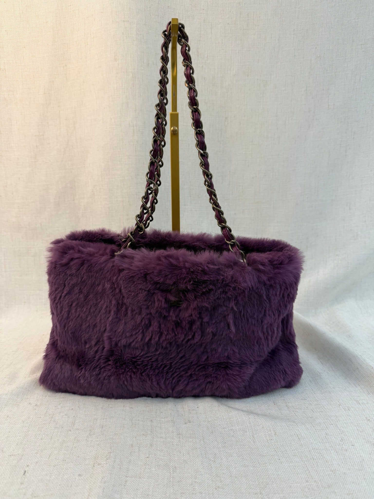 Chanel Purple Rabbit Fur Mademoiselle Shoulder Bag