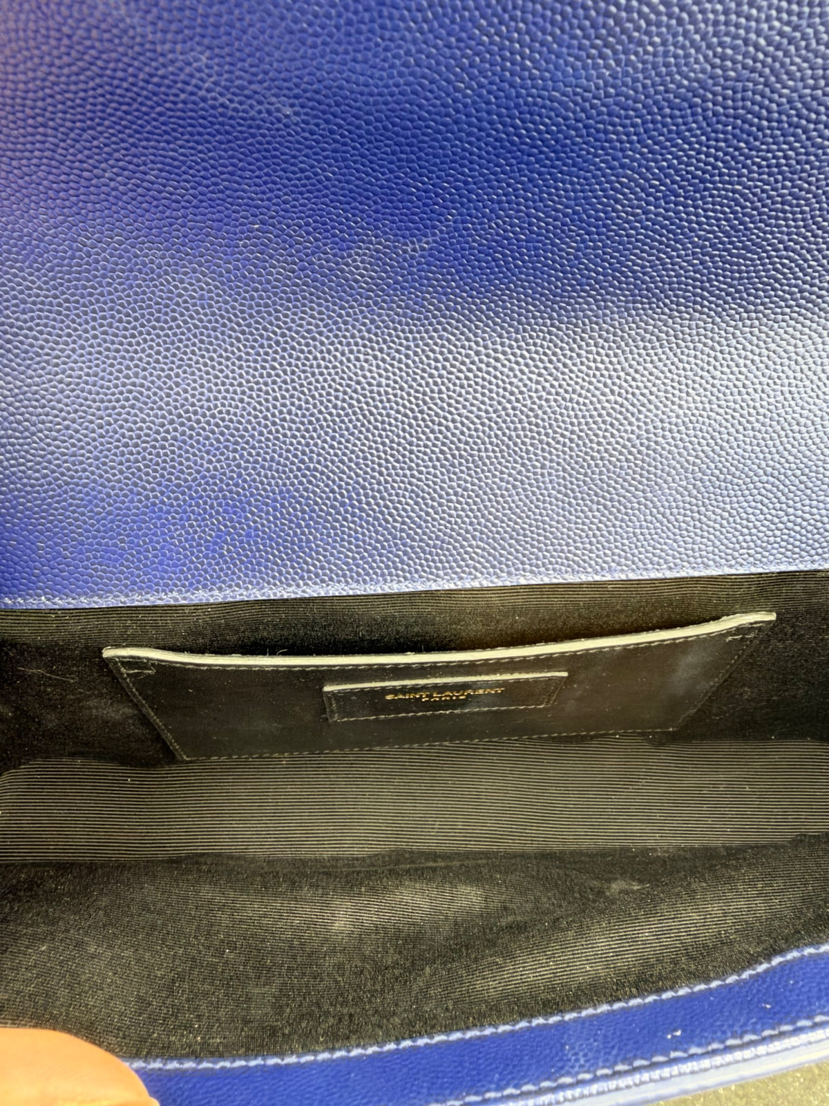 Saint Laurent YSL Blue Caviar Leather Clutch Bag